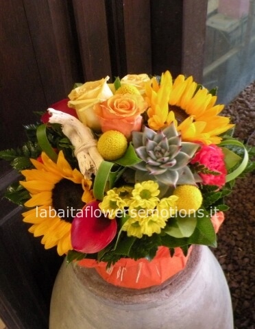 BOUQUET CON RISERVA D'ACQUA - GIRASOLI